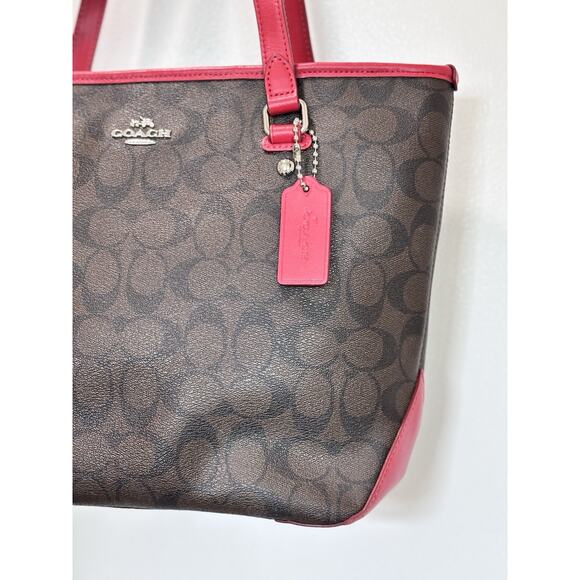 Coach City Zip Tote F58294- Shoulder Bag/Handbag/Purse Pink/Red leather Trim - Picture 11 of 16